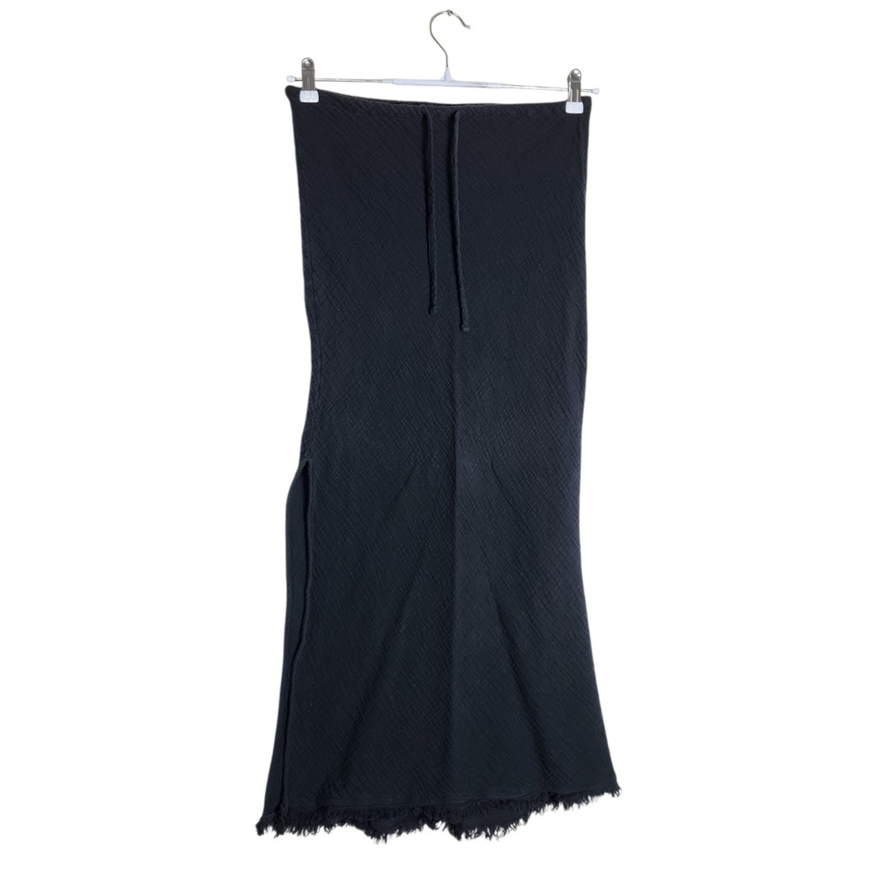 Prana Women Charcoal Black Organic Cotton Gauze Frayed Hem Maxi Skirt Small